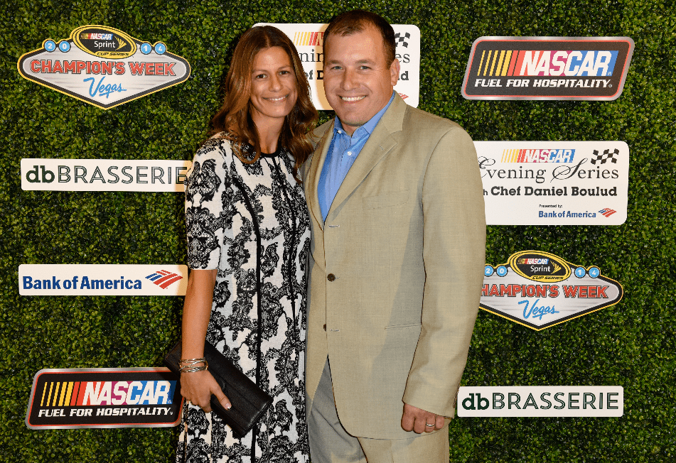 Ryan Newman poses with his wife Krissie during the NASCAR Evening Series with Chef Daniel Boulud presented by Bank of America at db Brasserie at The Venetian Las Vegas on December 3, 2014 in Las Vegas, Nevada. | Source: Getty Images