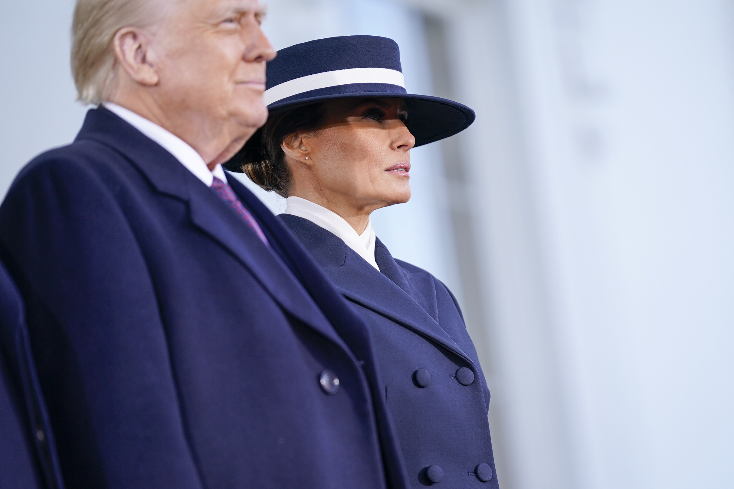 Donald and Melania Trump looking on during his inauguration. | Source: Getty Images