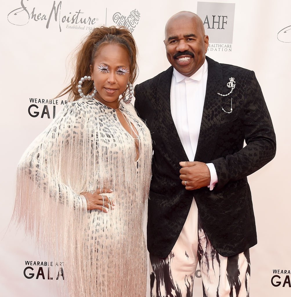  Steve Harvey and Marjorie Elaine Harvey arrive at the WACO Theater Center's 3rd Annual Wearable Art Gala at The Barker Hangar at Santa Monica Airport | Photo: Getty Images