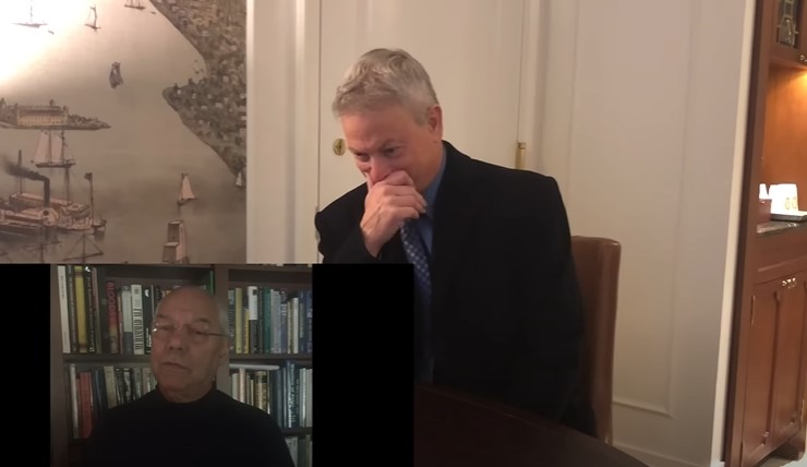 Gary Sinise gets emotional hearing messages of support and inspiration from celebrities, including General Colin Powell | Source: YouTube/GarySiniseFoundation