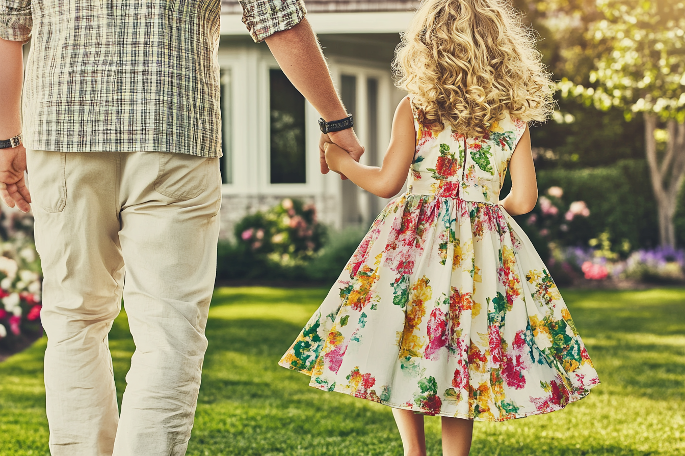 A man walking with his daughter | Source: Midjourney