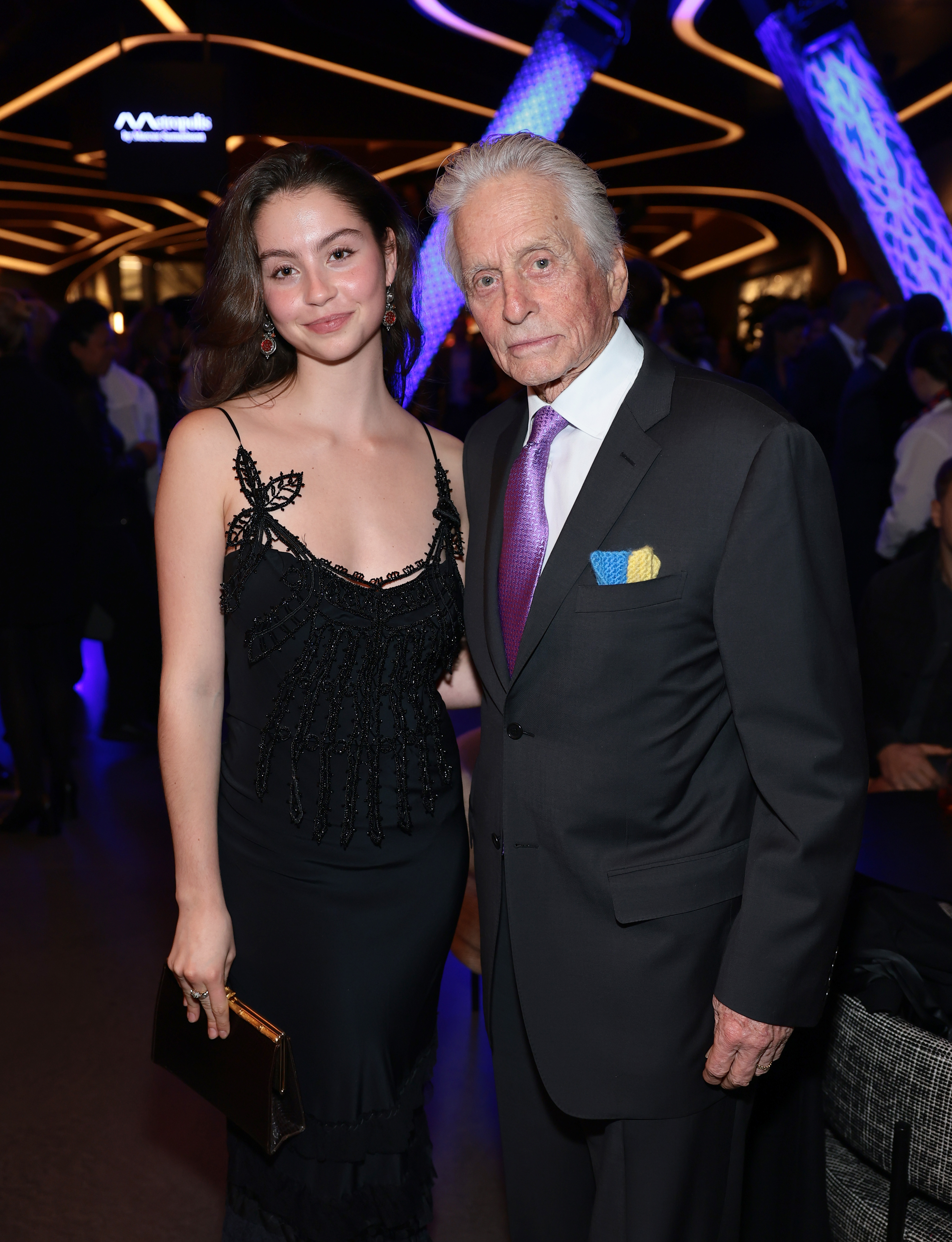 Carys Zeta and Michael Douglas at the PAC NYC Icons of Culture Gala on October 28, 2025 in New York | Source: Getty Images