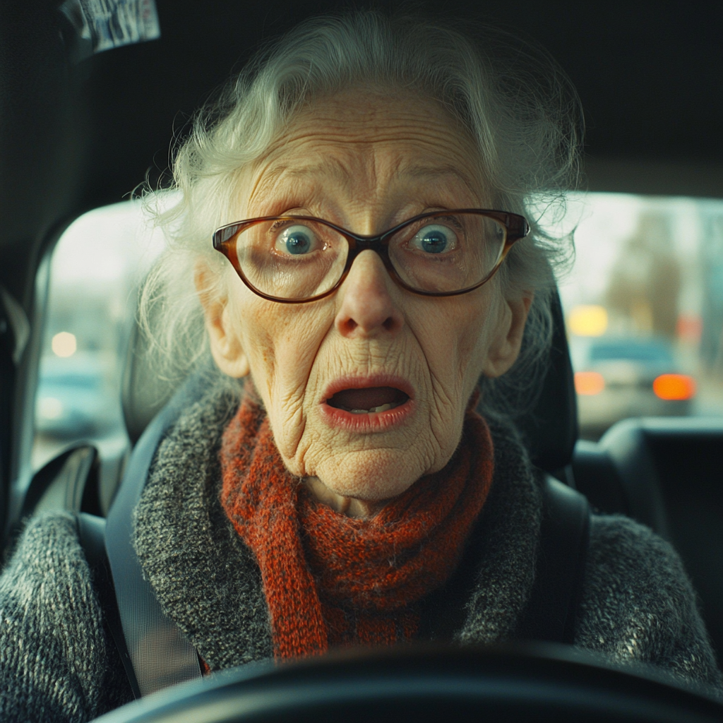 A shocked old woman | Source: Midjourney