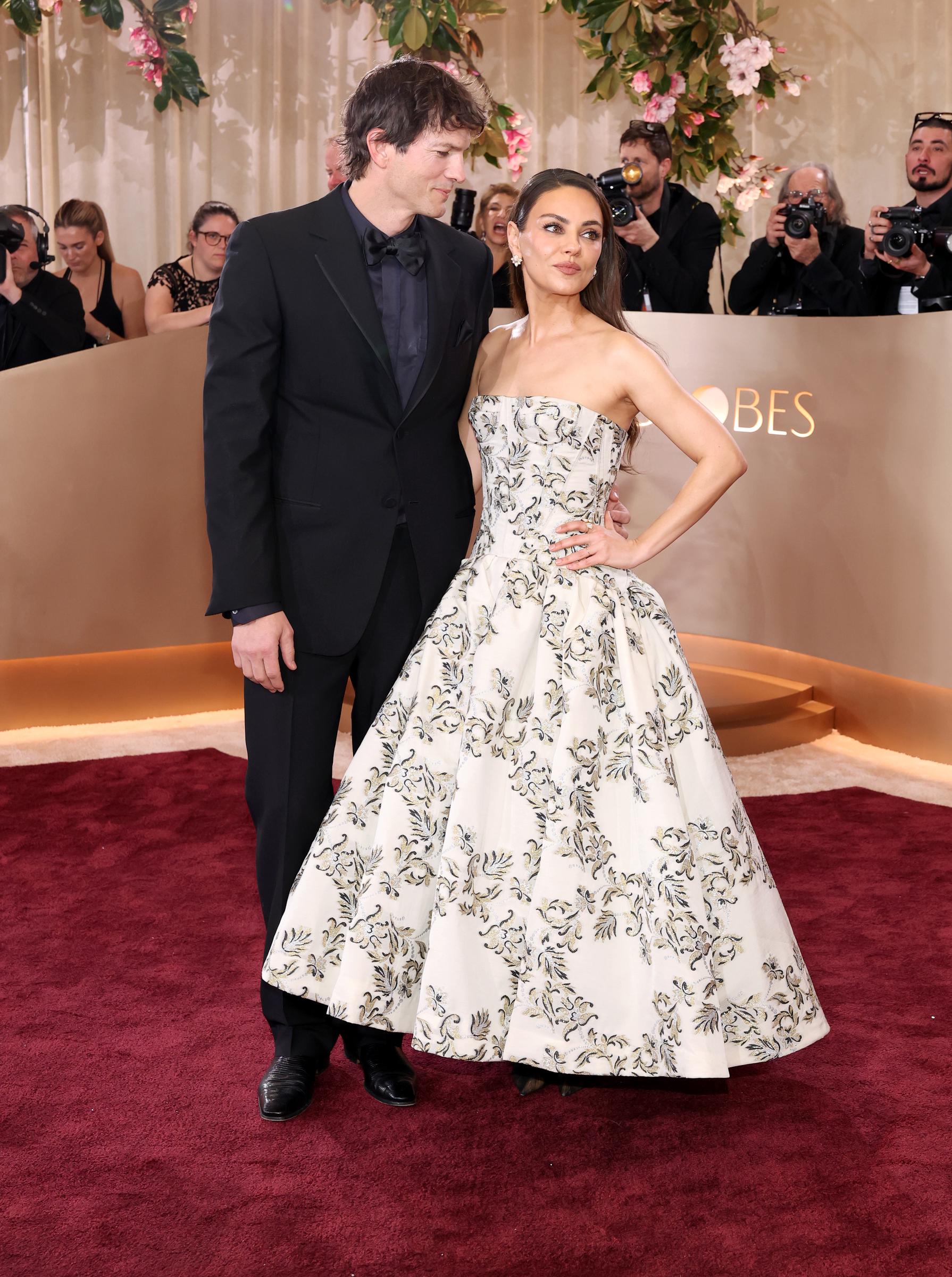 Ashton Kutcher and Mila Kunis attend the Annual Golden Globes in Beverly Hills, California on January 11, 2026. | Source: Getty Images