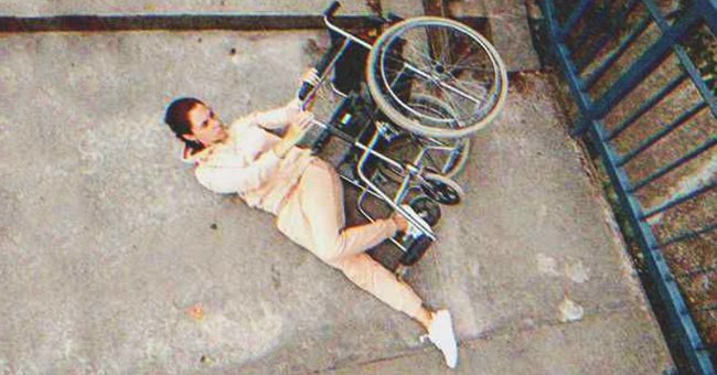 Disabled woman falling off a wheelchair | Source: Shutterstock
