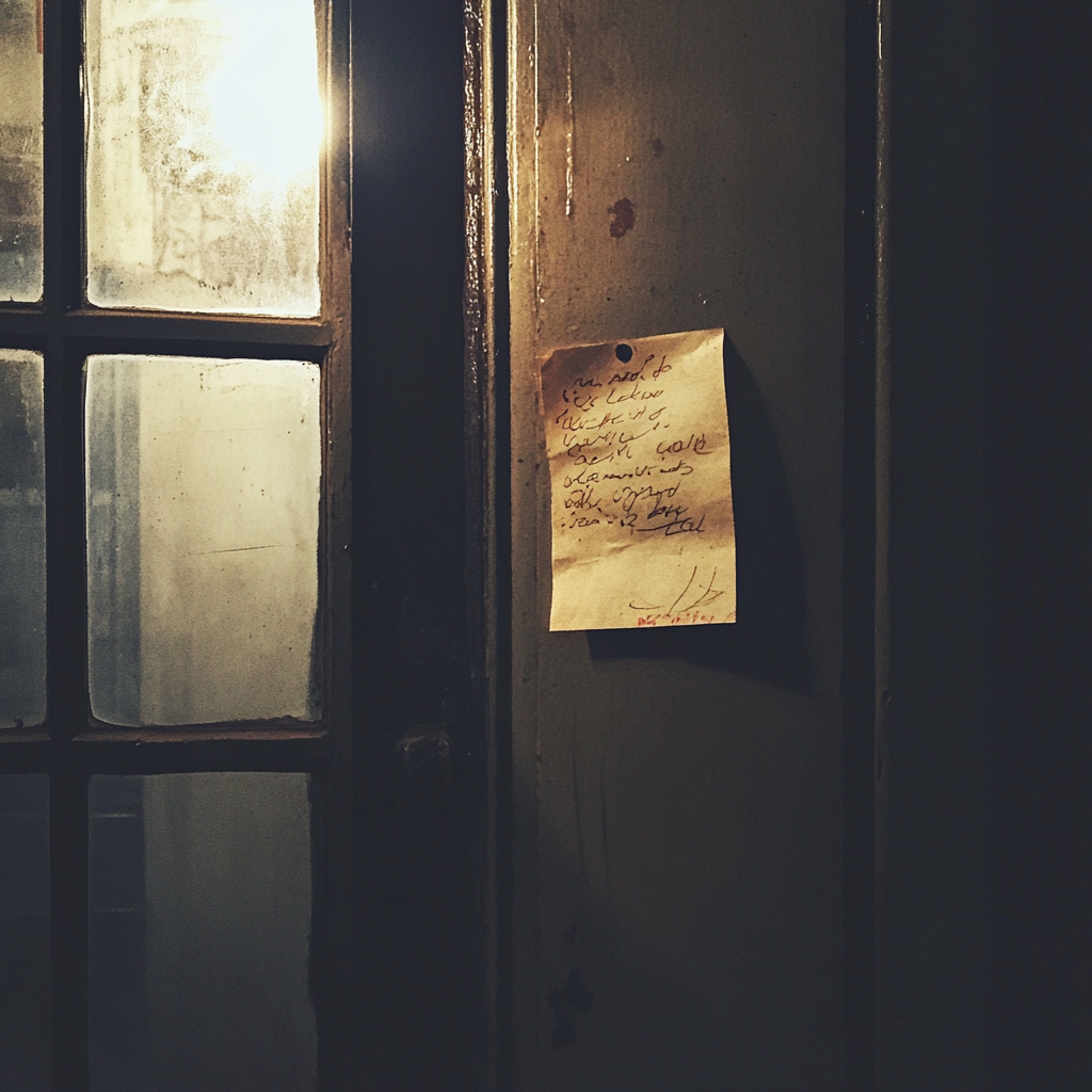 A note stuck onto a door | Source: Midjourney