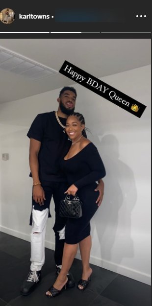 A picture of Karl-Anthony Towns and Jordyn Woods in tribute to her birthday. | Photo: Instagram/Karltowns