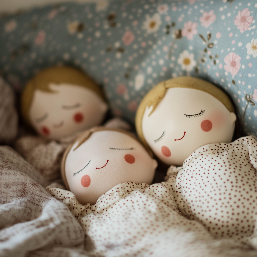 Dolls with red dots on their cheeks | Source: Midjourney