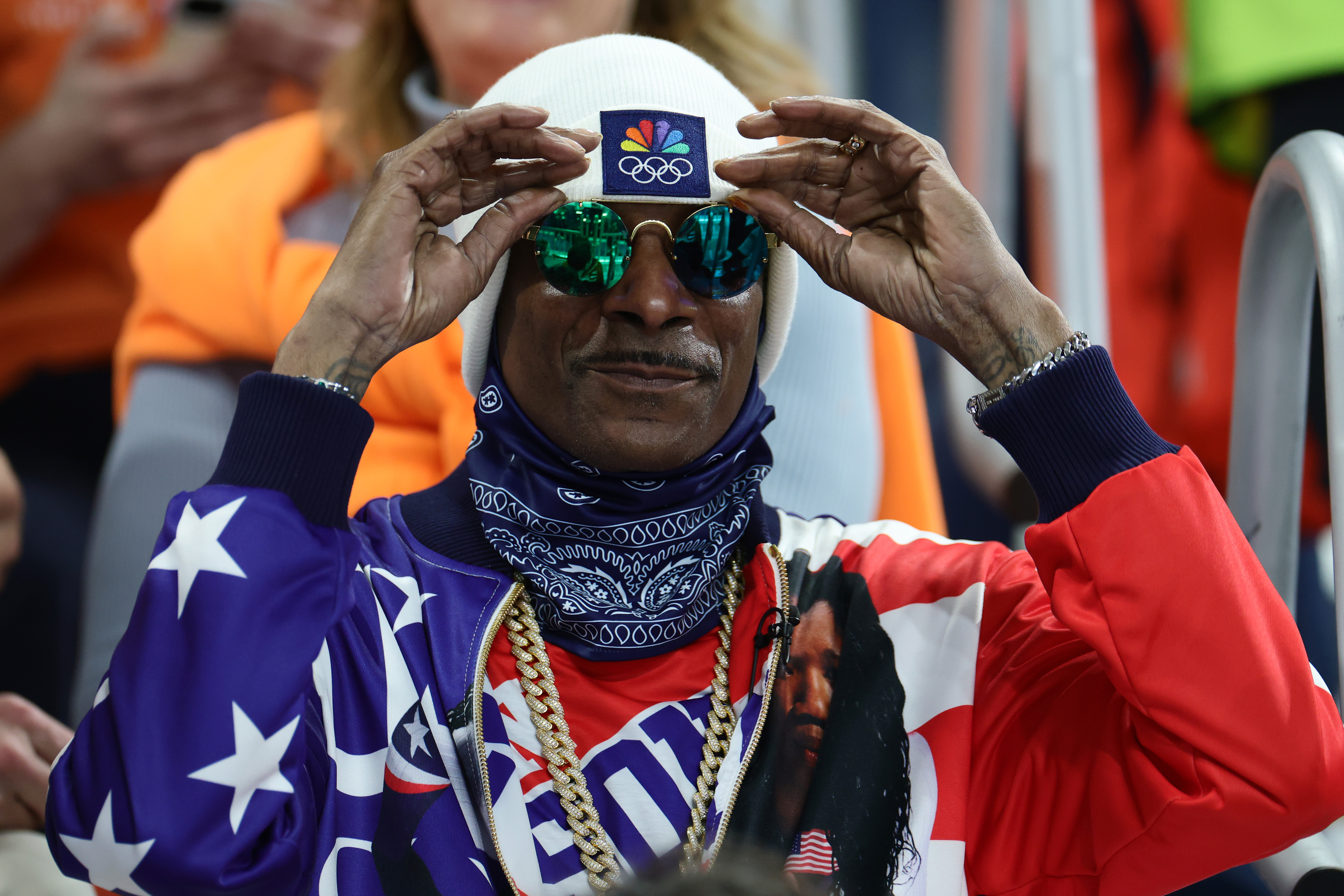 Snoop Dogg attends the Speed Skating Women's 500m during the Winter Olympic Games at Milano Speed Skating Stadium on February 15, 2026, in Milan, Italy | Source: Getty Images