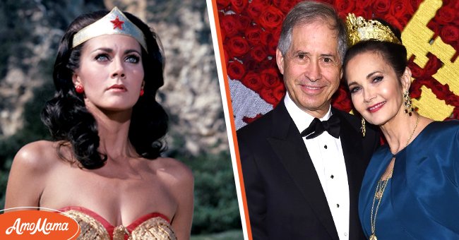 [Left] Portrait of Lynda Carter as "Wonder Woman;" [Right] Robert Altman and Lynda Carter at the Heavenly Bodies: Fashion & The Catholic Imagination Costume Institute Gala at The Metropolitan Museum of Art on May 7, 2018 in New York City. | Source: Getty Images