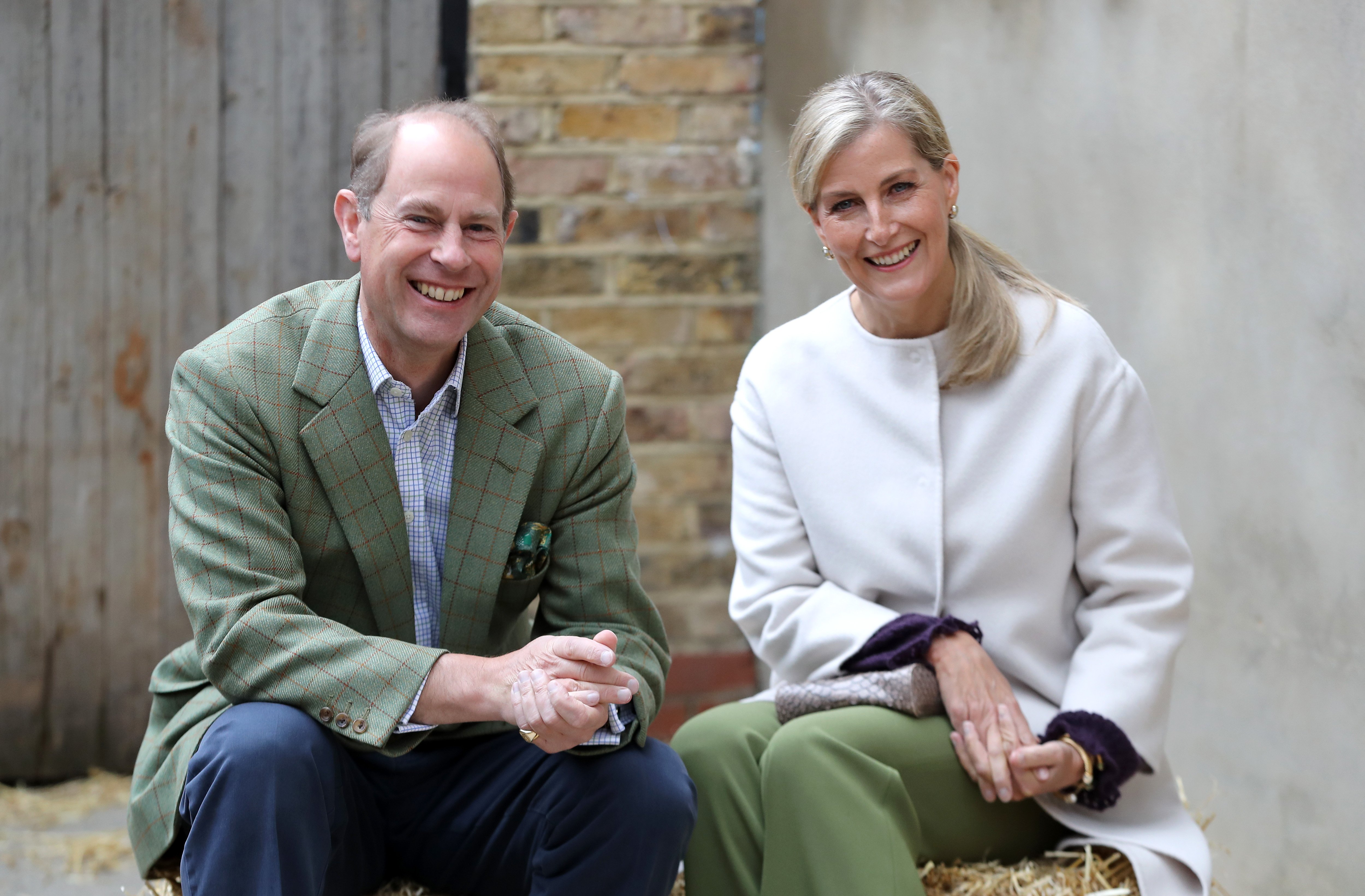 Prince Edward, Earl of Wessex and Sophie, Countess of Wessex during their visit to Vauxhall City Farm on October 01, 2020 in London, England. | Source: Getty Images