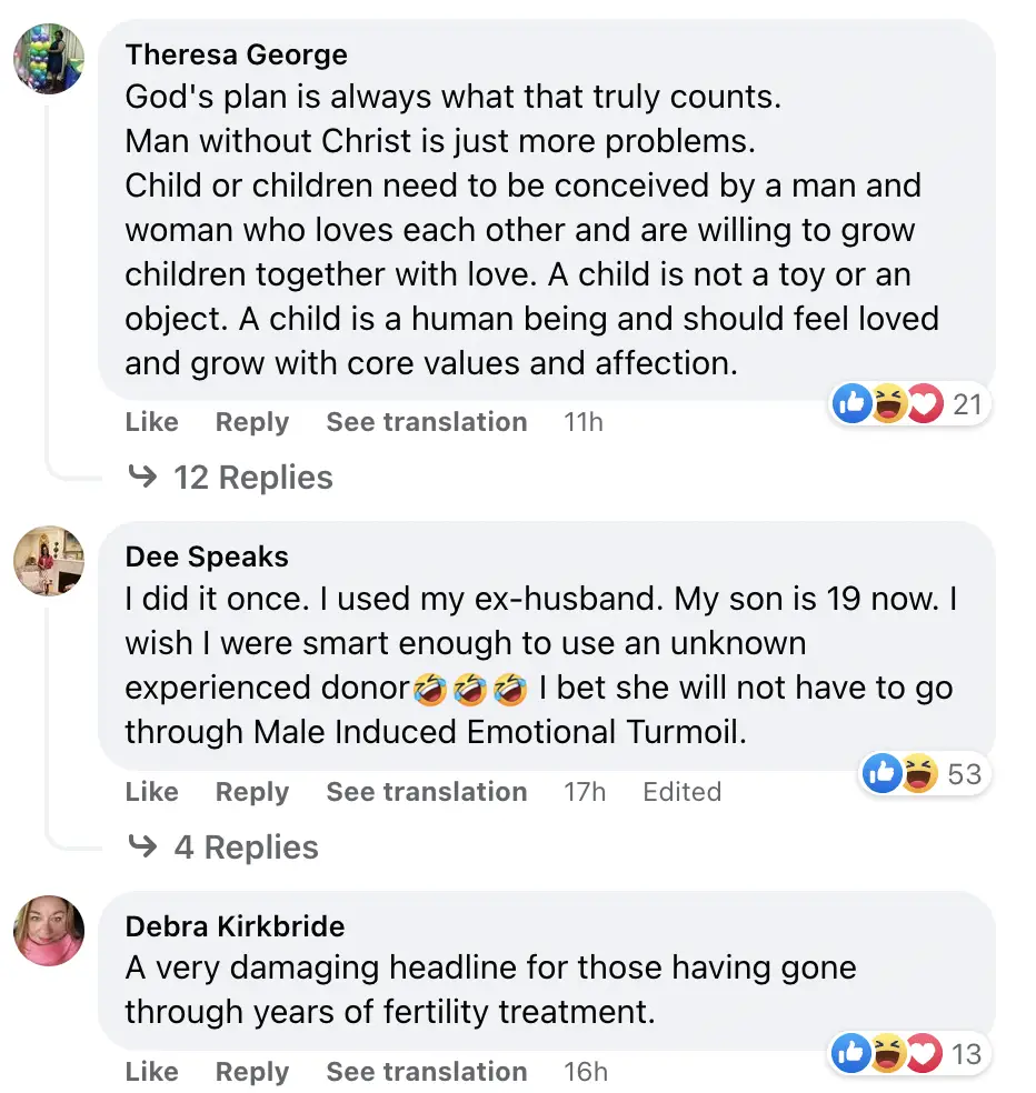 People's comments regarding Ennis' story. | Source: Facebook.com/Daily Mail