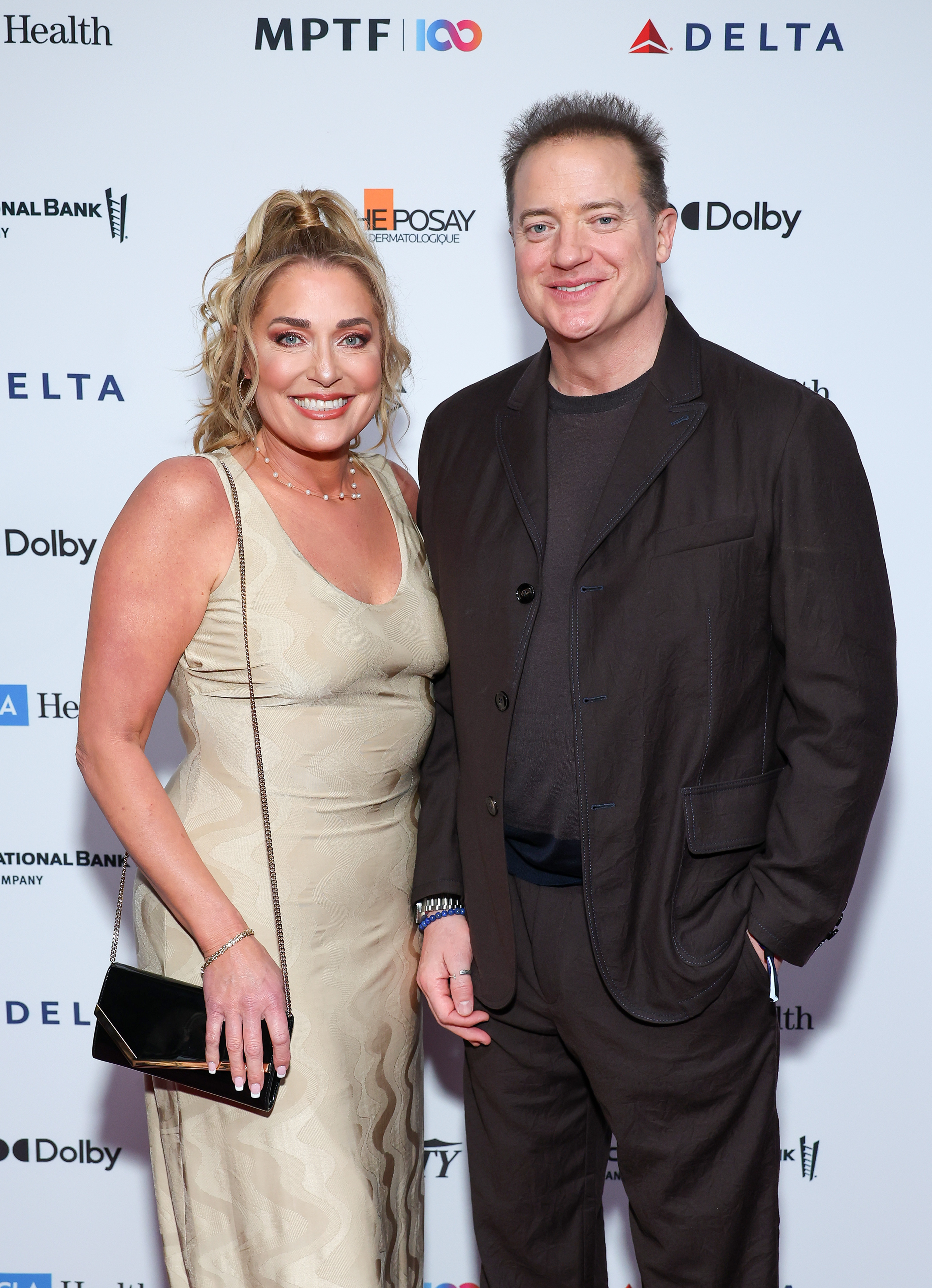 Jeanne Moore and Brendan Fraser at the MPTF's 22nd Annual Night Before on March 9, 2024 in Los Angeles, California. | Source: Getty Images