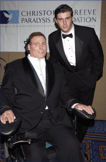 Christopher Reeve and son Matthew Reeve during a birthday bash to celebrate The Christopher Reeve Paralysis Foundation | Source: Getty Images