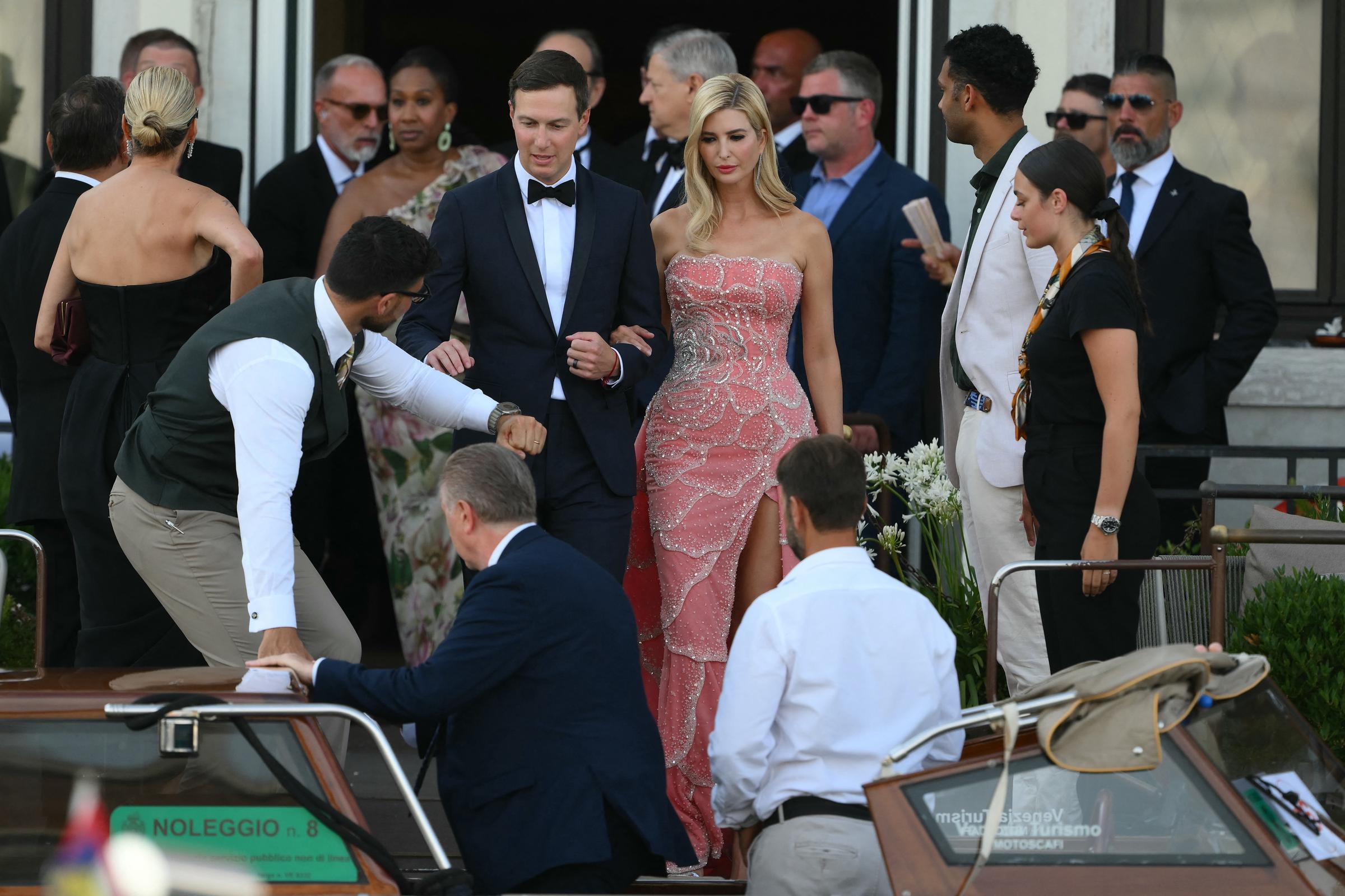 Jared Kushner and Ivanka Trump leaving the St. Regis Hotel on the wedding day of Jeff Bezos and Lauren Sánchez in Venice, Italy, on June 27, 2025. | Source: Getty Images