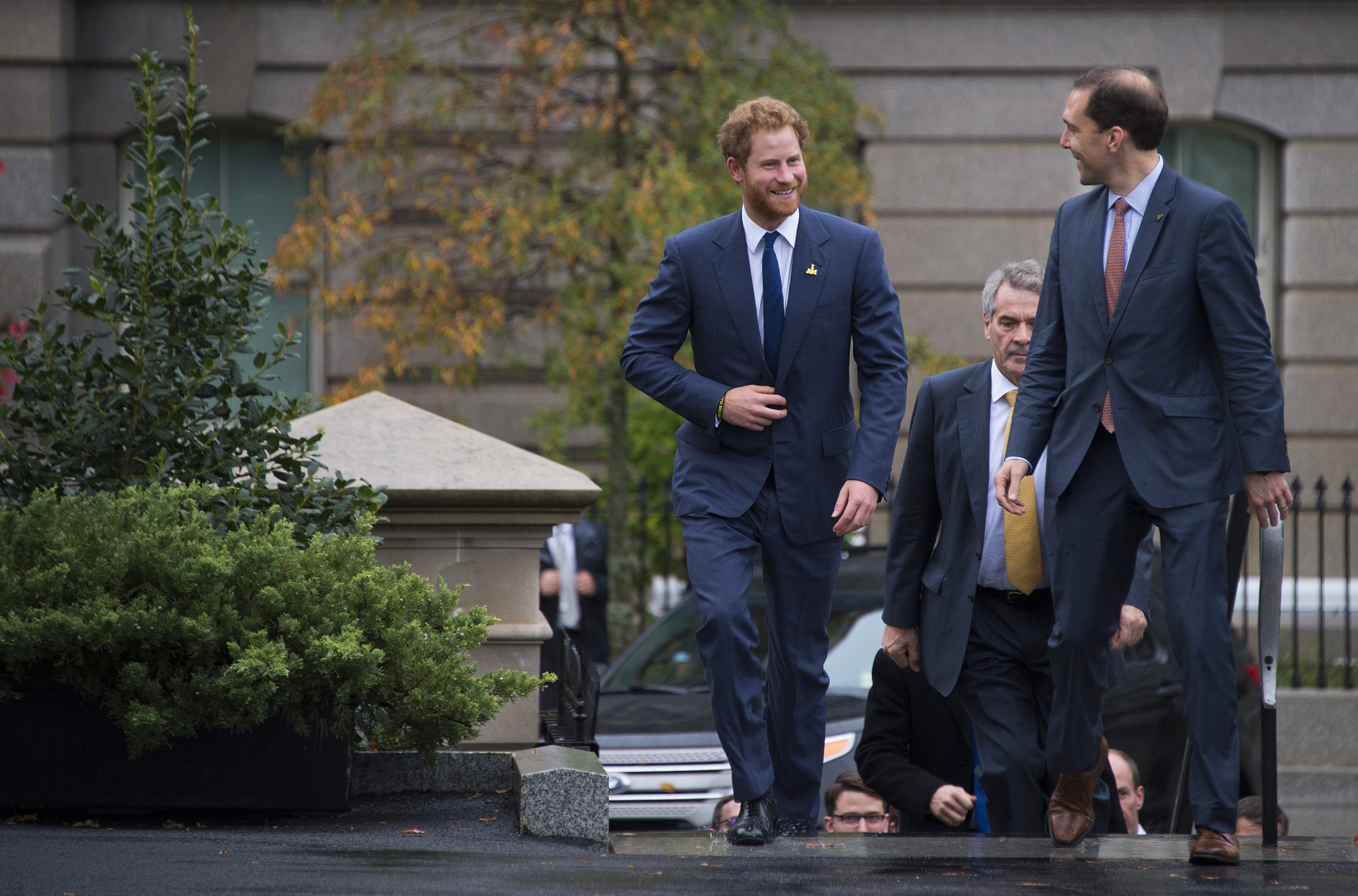 Prince Harry on his way to the White House to meet with former President of the United States Barack Obama in Washington, DC on October 28, 2015 | Source: Getty Images