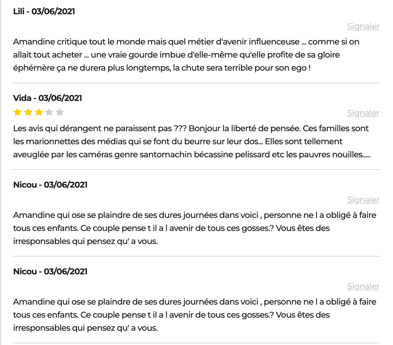 Commentaires des internautes lui ont reproché de se plaindre de "sa journée dans Voici". | Photo : Dropbox