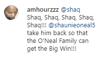 Amhourzzz comments on Shaunie's picture tagging her ex-husband Shaq O'Neal | Photo: Instagram/shaunieoneal5