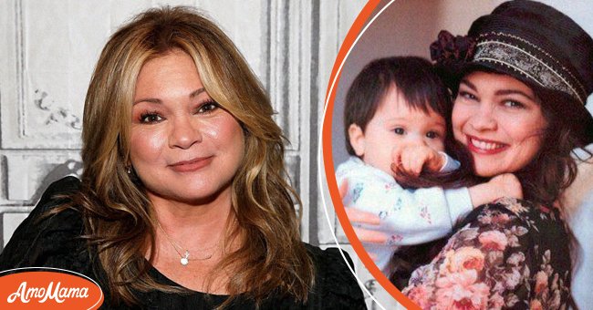 Valerie Bertinelli at Build Studio on August 21, 2019 [left], A picture of Valerie Bertinelli holding her young son, Wolfgang Van Halen [right] | Photo: Getty Images  instagram.com/wolfvanhalen 