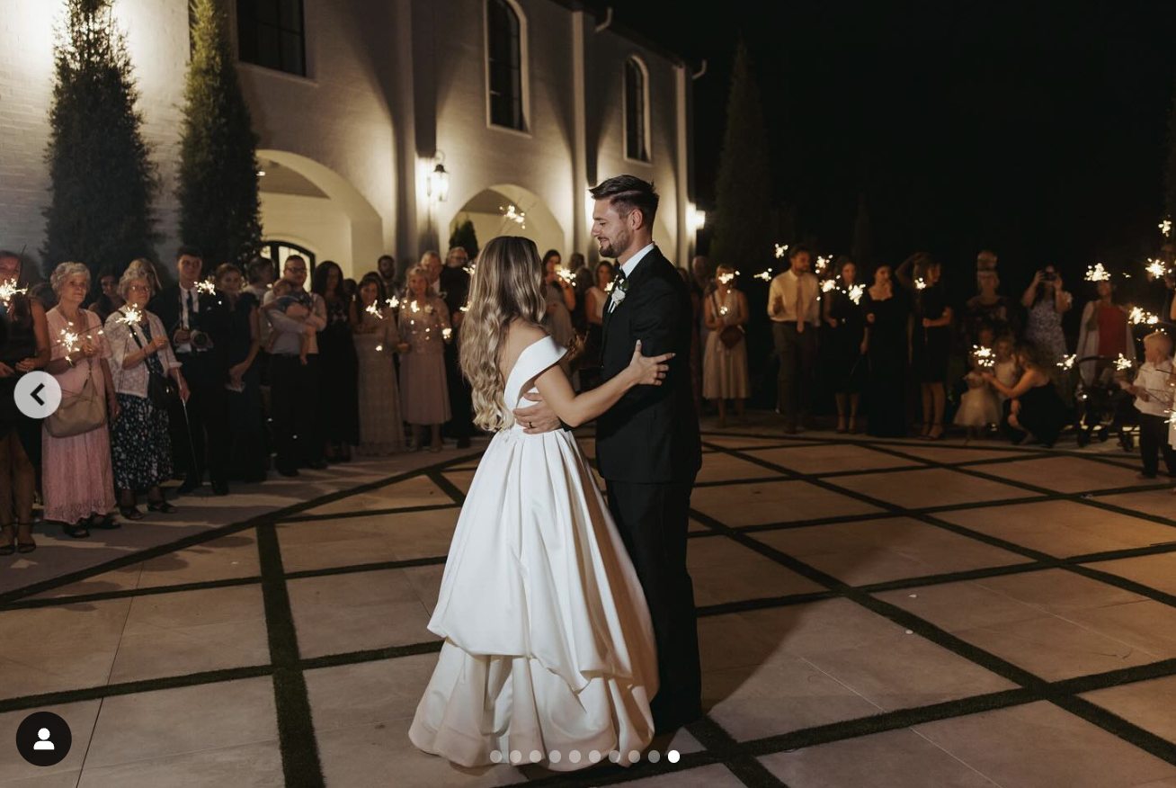 Jana Duggar and Stephen Wissmann dance in the evening, surrounded by their guests holding sparklers, posted in August 2024 | Source: Instagram/janamduggar