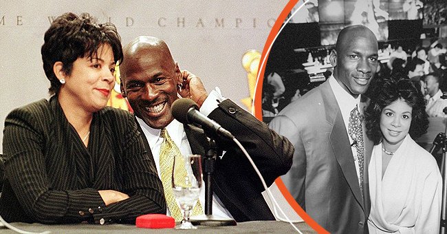 Michael Jordan y Juanita Vanoy en enero de 1999 [izquierda]. Jordan y Vanoy en abril de 1993 [derecha]. | Foto: Getty Images