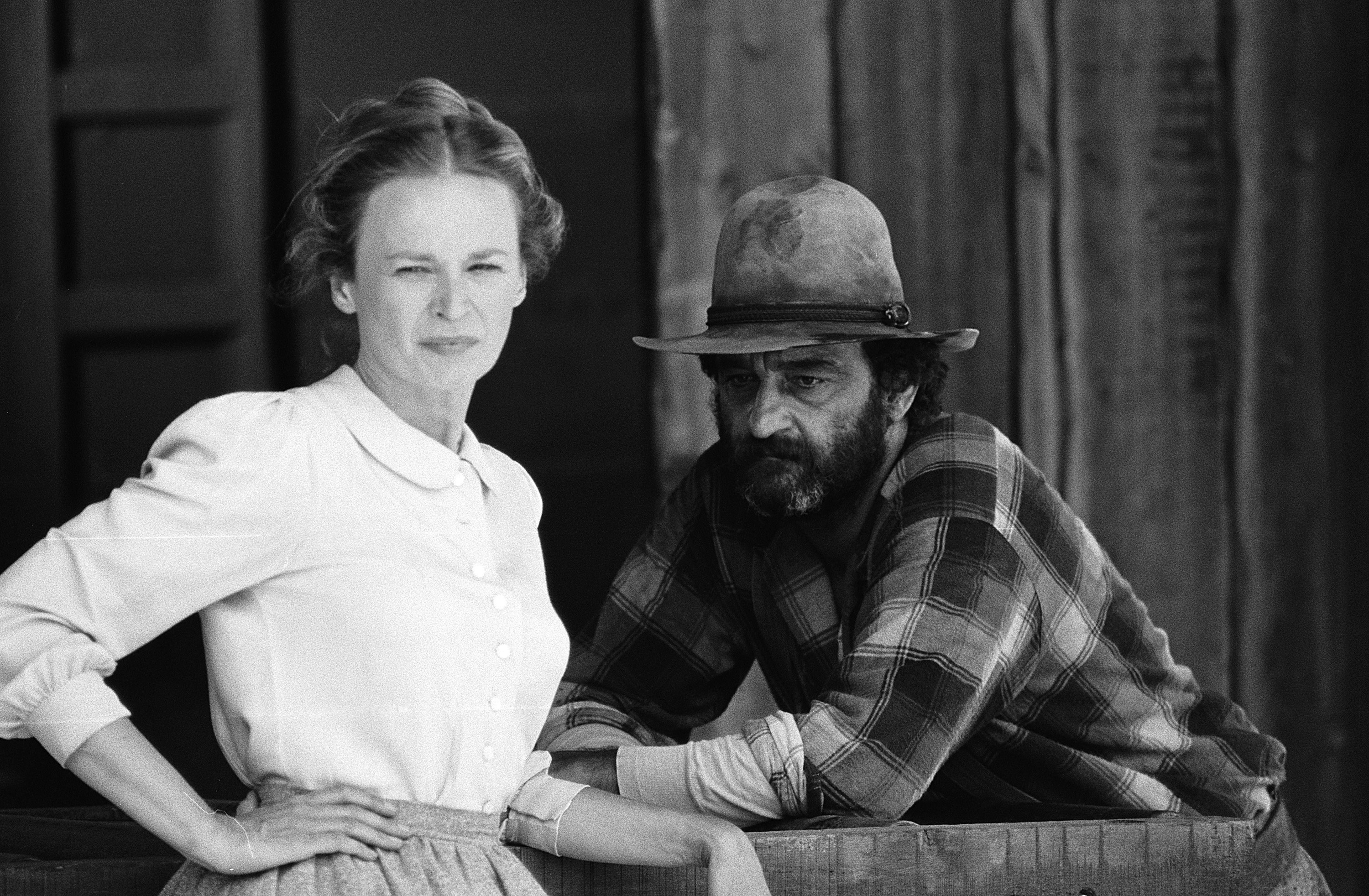 Bonnie Bartlett as Grace Snider and actor Victor French as Isaiah Edwards in the drama series "Little House on the Prairie" on October 2, 1974 | Source: Getty Images