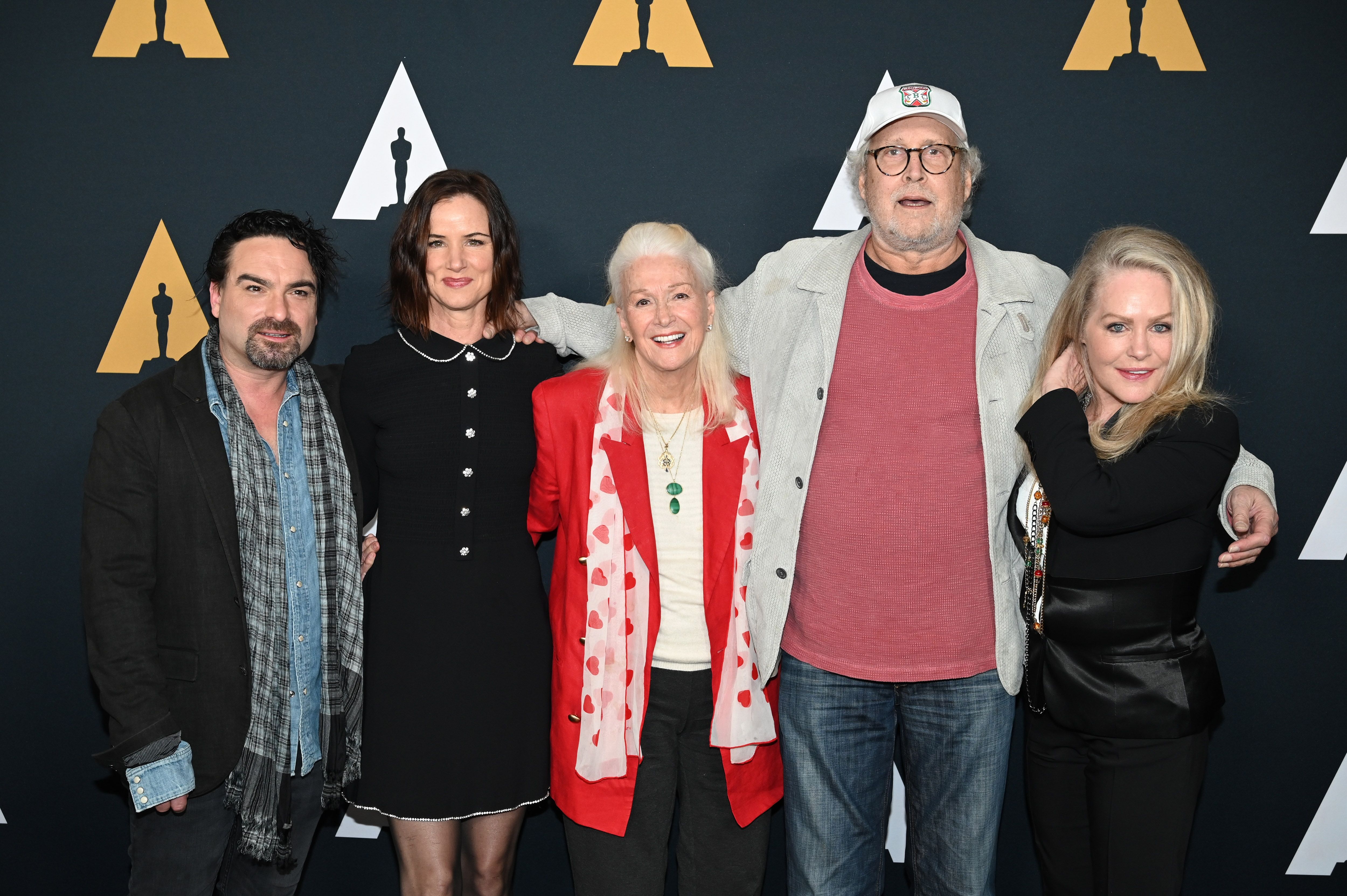 Johnny Galecki, Juliette Lewis, Diane Ladd, Chevy Chase, and Beverly D'Angelo attend the Academy of Motion Picture Arts and Sciences 30th-anniversary screening of "National Lampoons Christmas Vacation" in Beverly Hills on December 12, 2019. | Source: Getty Images
