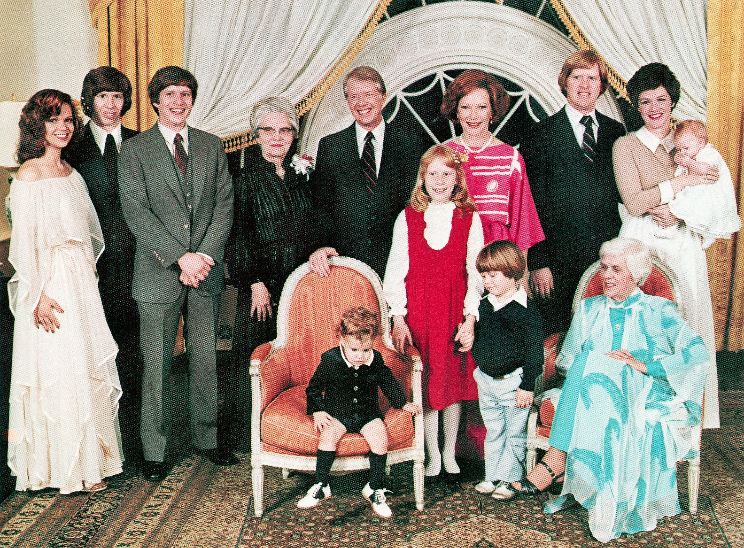 Former President Jimmy Carter and Rosalynn Carter with their family, circa 1977. | Source: Getty Images