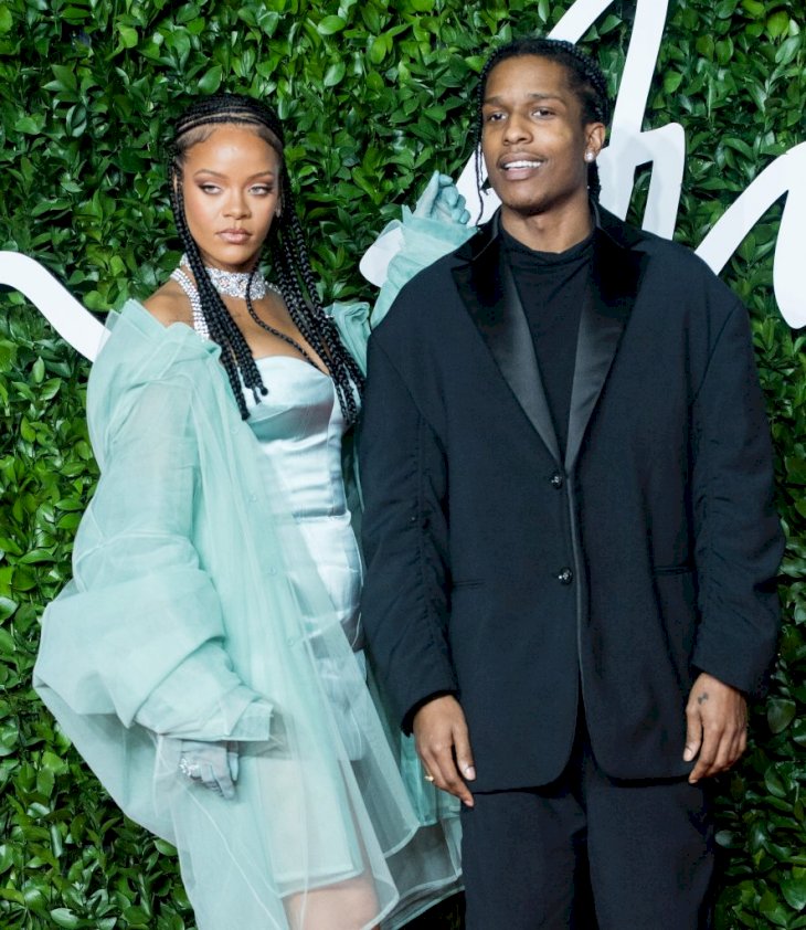 LONDON, ENGLAND - DECEMBER 02: Rihanna and ASAP Rocky arrive at The Fashion Awards 2019 held at Royal Albert Hall on December 02, 2019 in London, England. (Photo by Samir Hussein/WireImage)