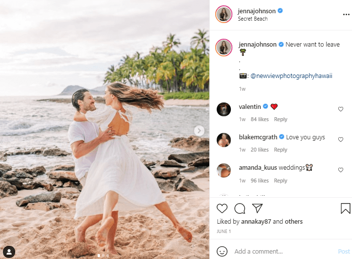 A screenshot of "Dancing With The Stars" stars Val Chmerkovskiy and his wife Jenna Johnson, dancing together on Instagram | Photo: Instagram/jennajohnson