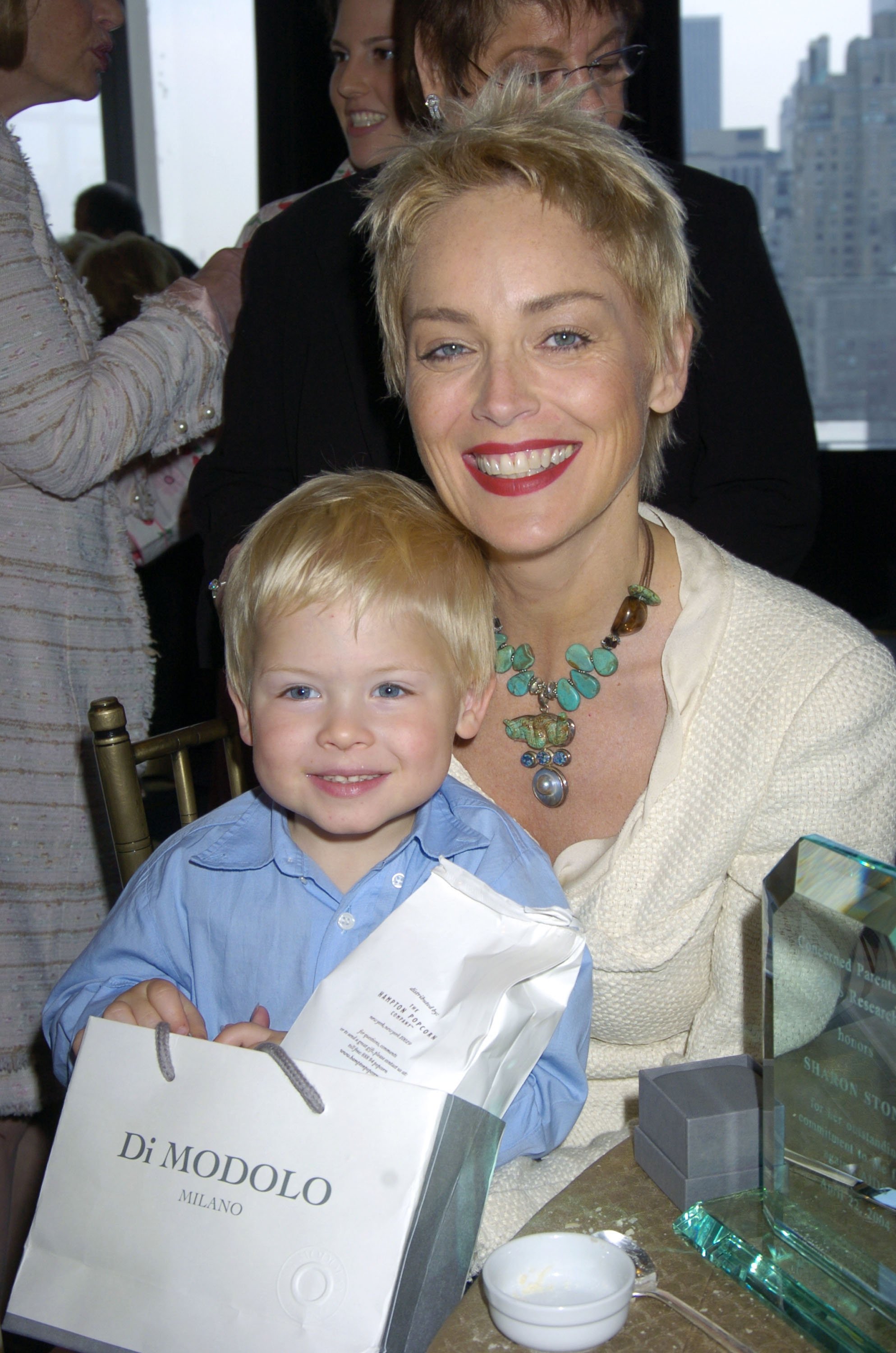 Sharon Stone and Roan Bronstein at the Concerned Parents For AIDS Research Luncheon in New York City, on April 22, 2004. | Source: Robin Platzer/FilmMagic/Getty Images