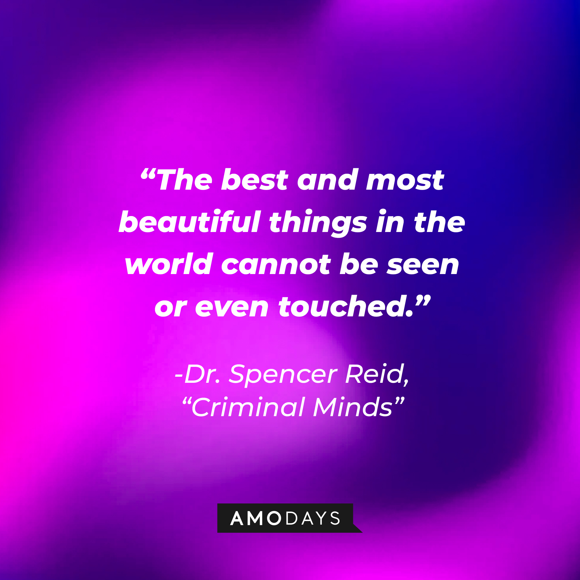 Dr. Spencer Reid's quote: “The best and most beautiful things in the world cannot be seen or even touched.” | Source: Amodays