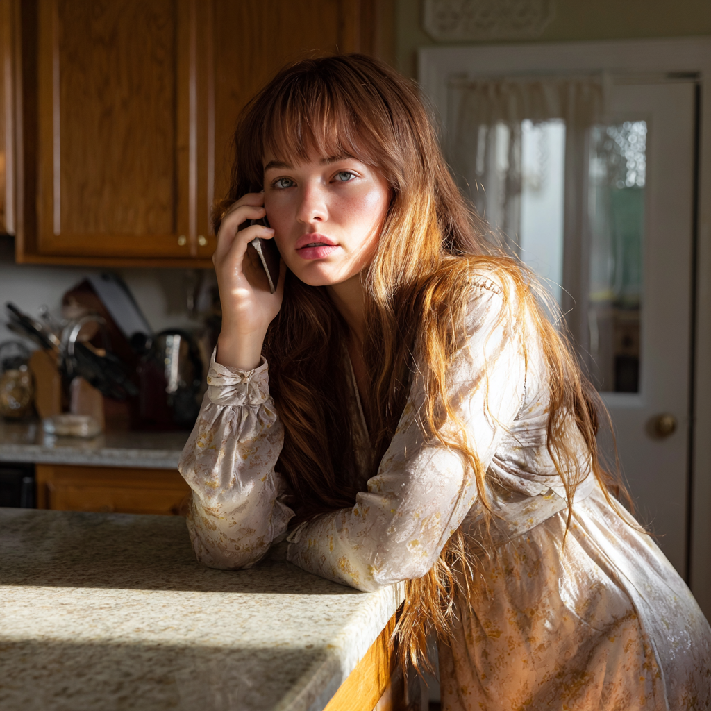 A woman talking on a phone | Source: Midjourney