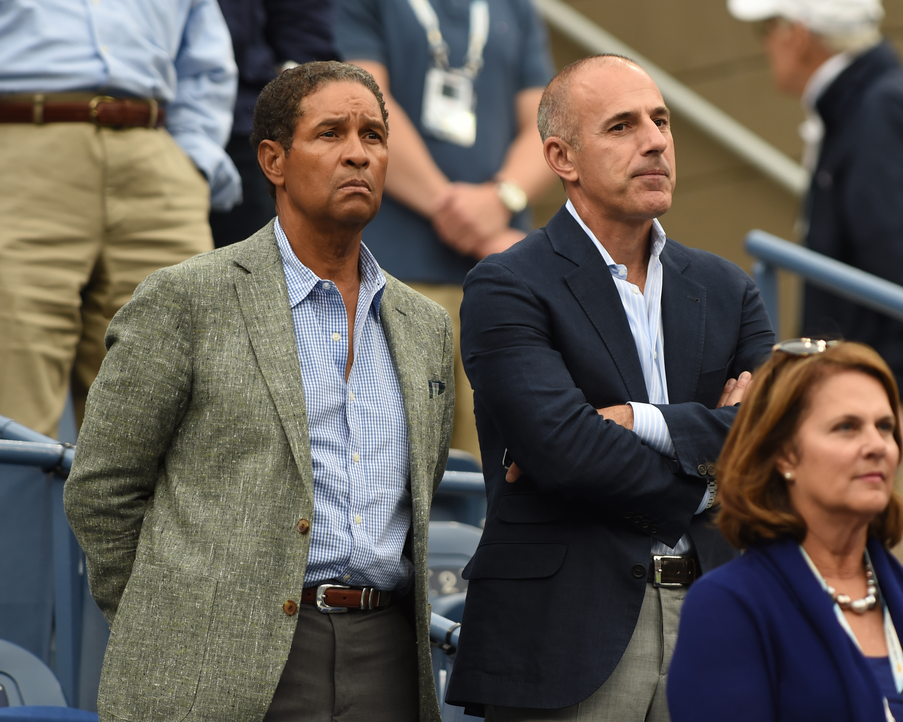 Bryant Gumbel and Matt Lauer attend the 2014 US Open at USTA Billie Jean King National Tennis Center in New York City on September 8 | Source: Getty Images
