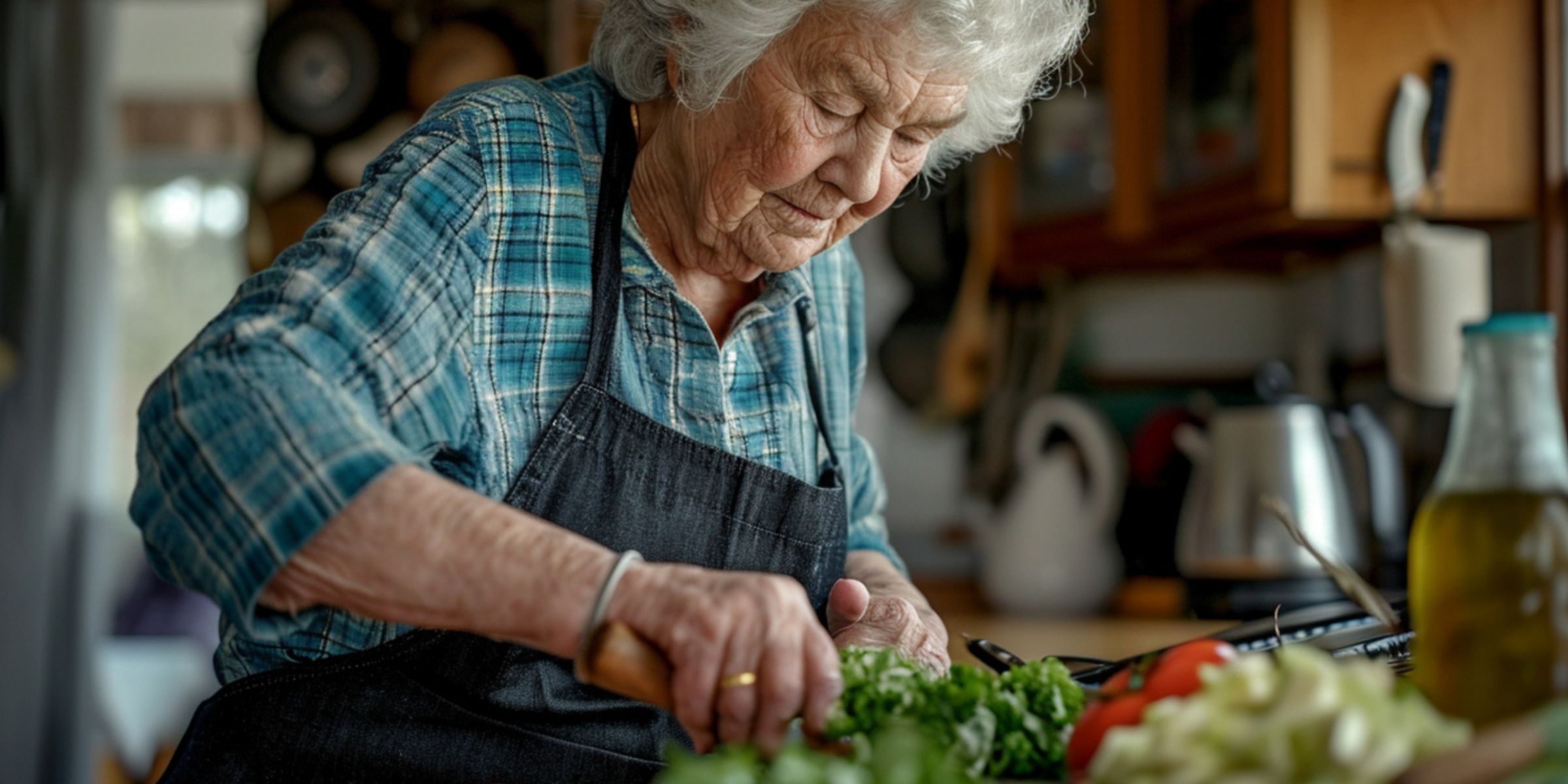 An elderly woman cooking a meal | Source: Freepik