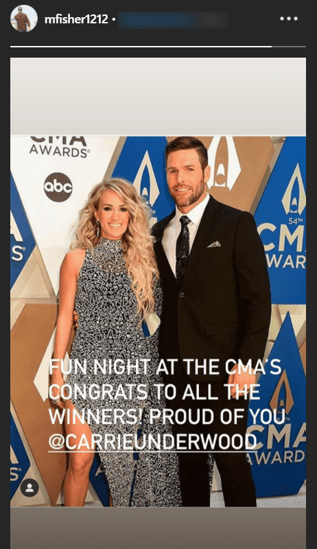 Country singer, Carrie Underwood and her husband, Mike Fisher, on the red carpet of the 2020 CMA awards. | Photo: Instagram/mfisher1212 