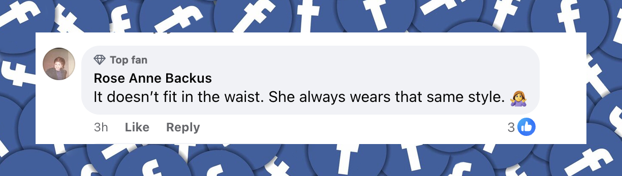 User comment about Jennifer Anistons dress, posted on September 15, 2024 | Source: Facebook/Page Six