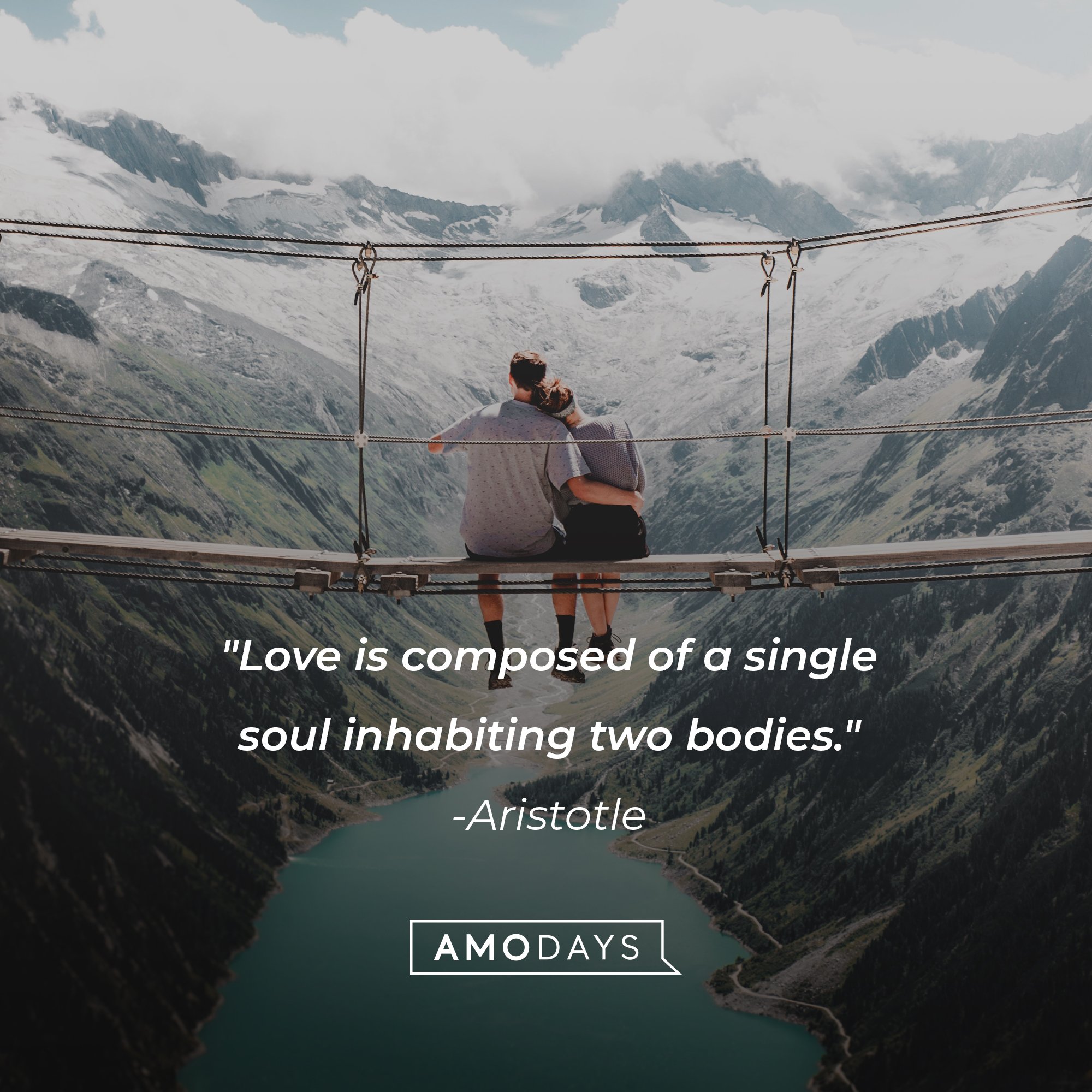 Aristotle’s quote: "Love is composed of a single soul inhabiting two bodies." | Image: AmoDays