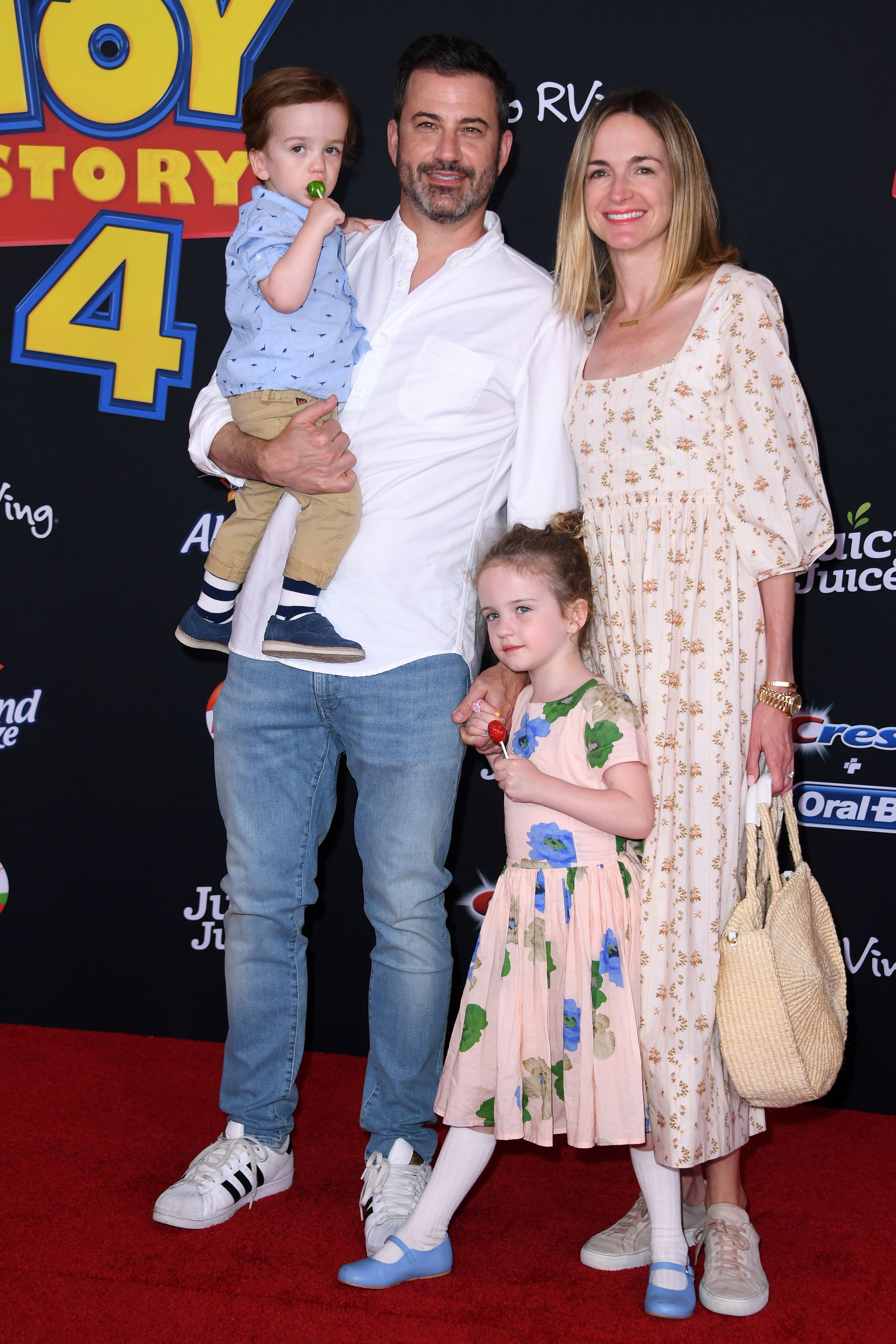 Jimmy Kimmel, wife Molly McNearney, children William and Jane arrive for the world premiere of "Toy Story 4" at El Capitan theatre in Hollywood, California on June 11, 2019.  | Source: Getty Images