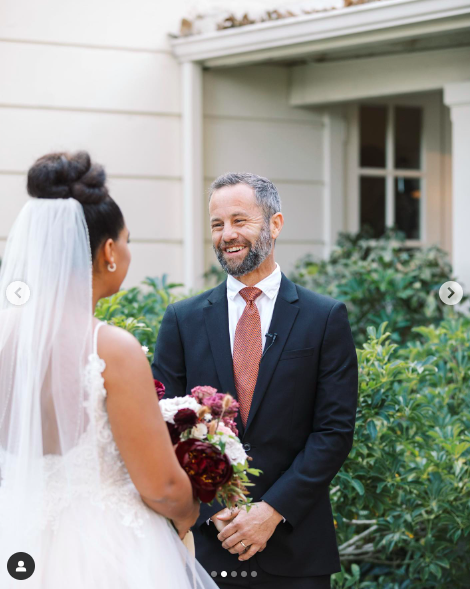 Ahna Cameron Bower and Kirk Cameron sharing a moment at her wedding, posted on January 8, 2022 | Source: Instagram/kirkcameronofficial