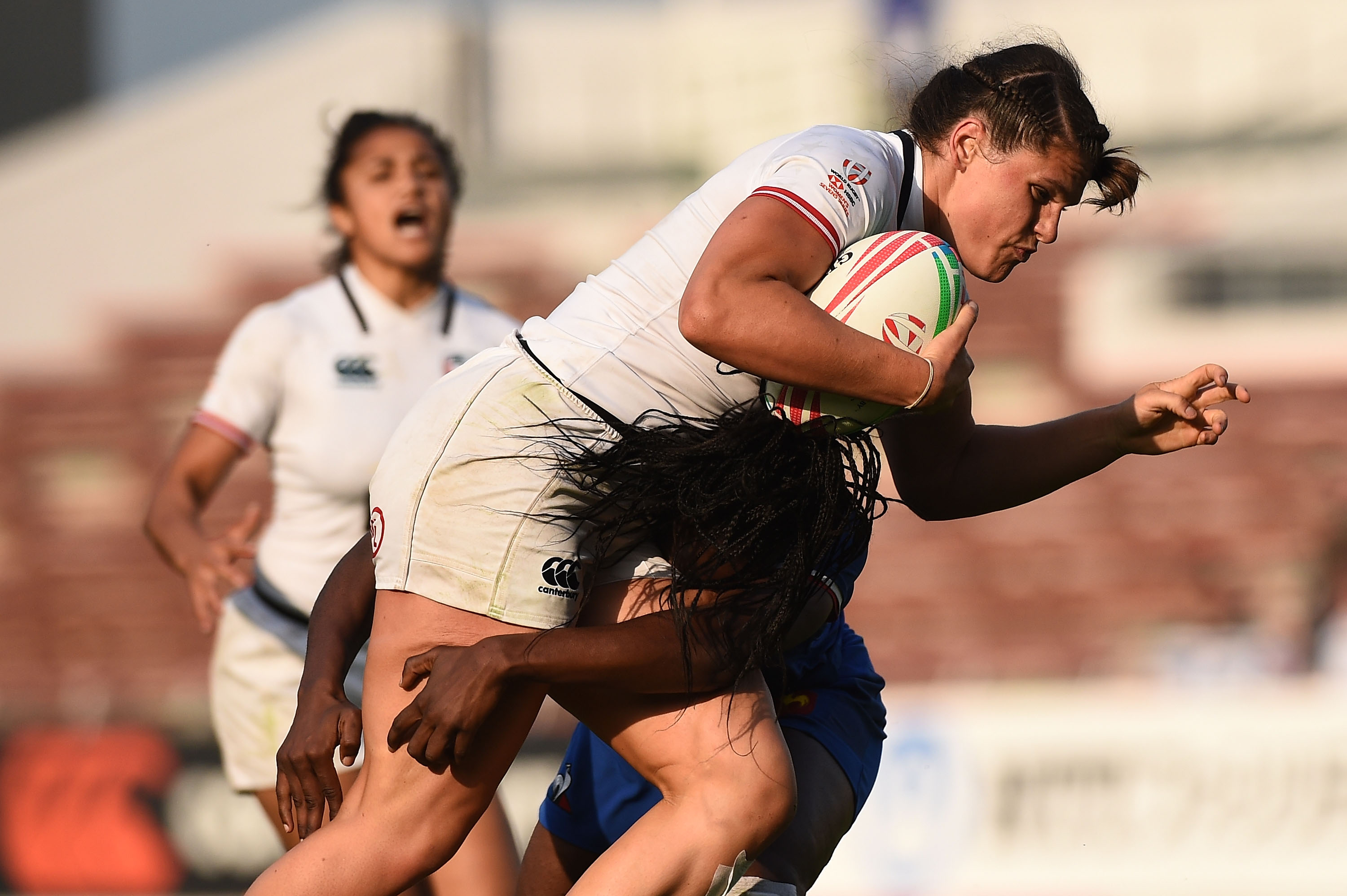 Ilona Maher during the Bronze Medal Final between USA and France on day two of the HSBC Women's Rugby Sevens Kitakyushu on April 21, 2019, in Japan. | Source: Getty Images