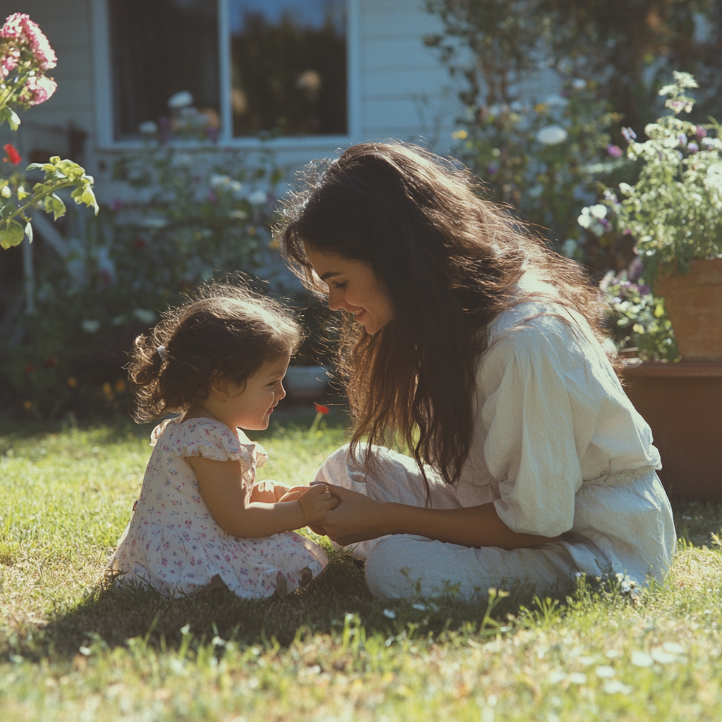 A woman playing with her daughter | Source: Midjourney