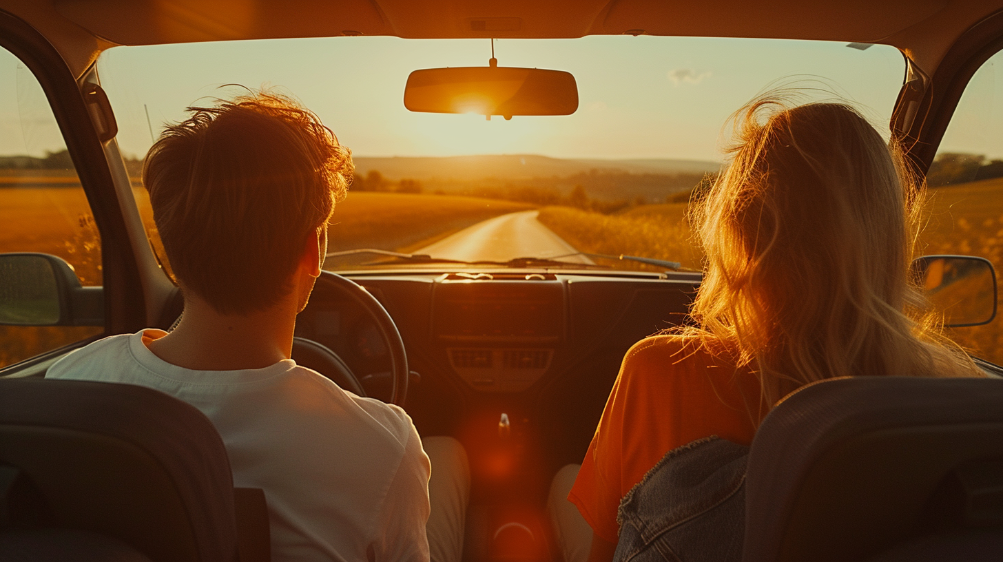 A couple sitting in a car | Source: Midjourney