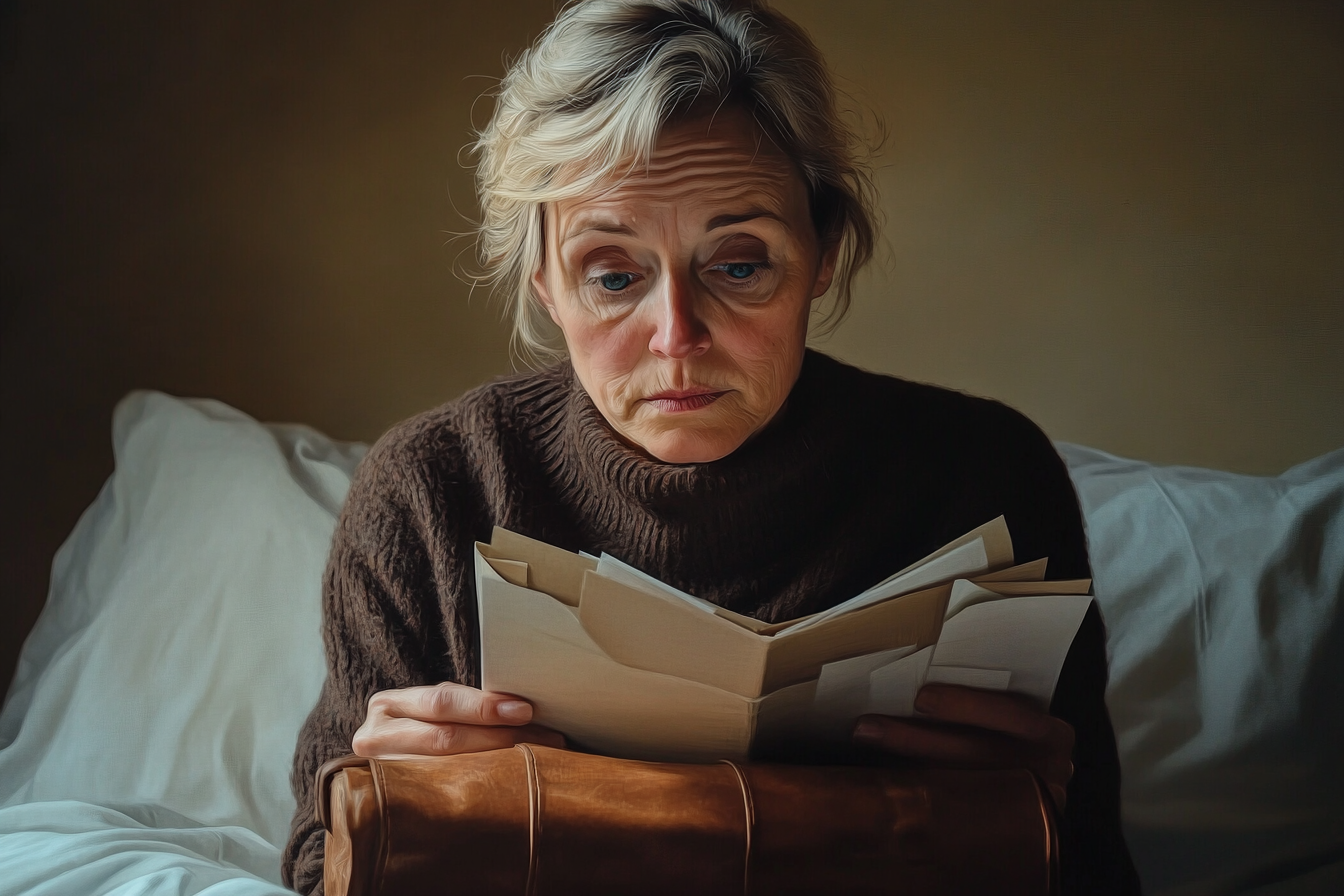 A woman looking at old letters | Source: Midjourney