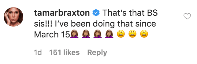 Tamar Braxton commented on a Marjorie Harvey’s video of her homemade pizza in the oven and raisin and oatmeal cookies on top of the stove |Source: Instagram.com/marjorie_harvey