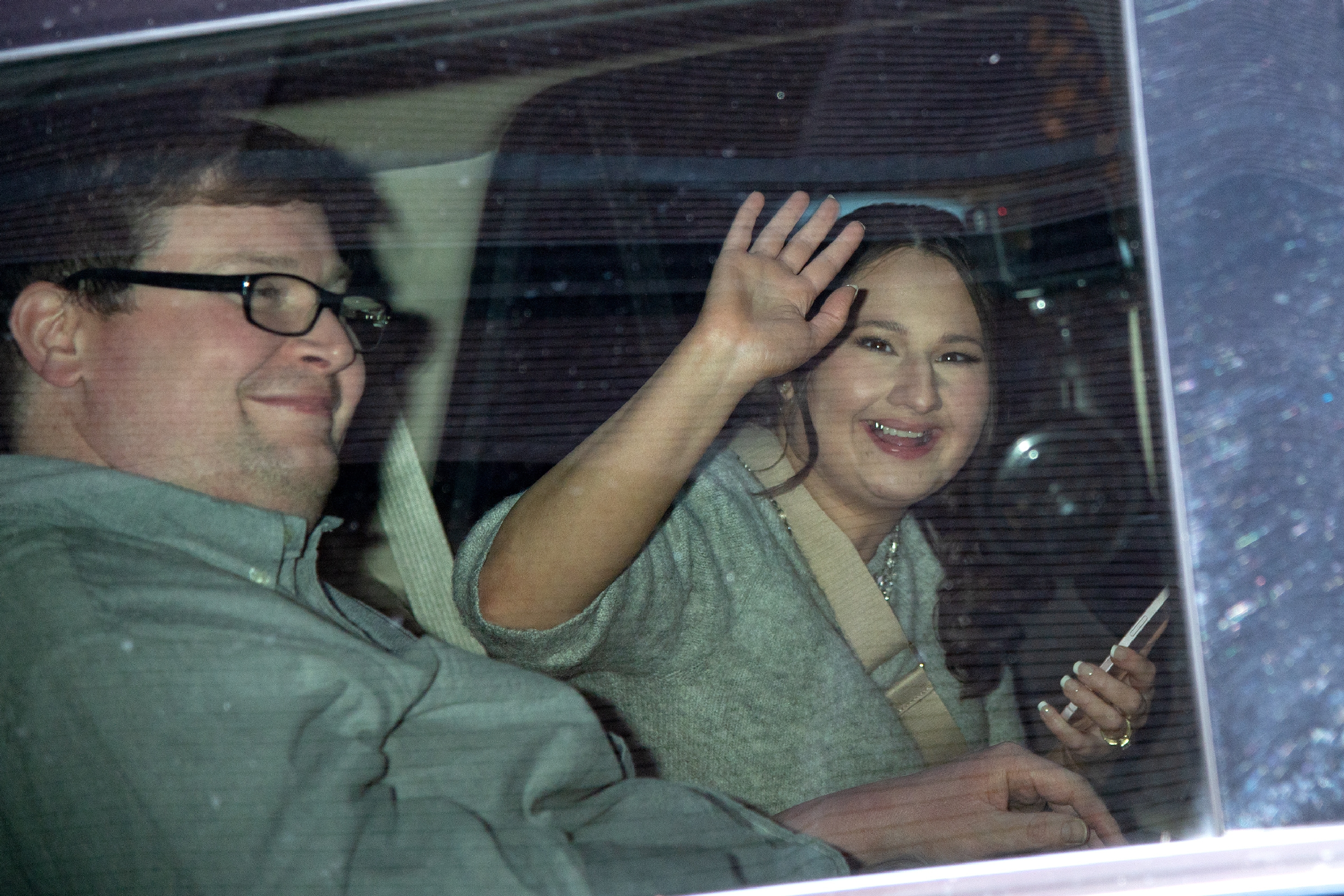 Ryan Scott Anderson and Gypsy Rose Blanchard are seen leaving 'The View' on January 5, 2024, in New Yorkk. | Source: Getty Images