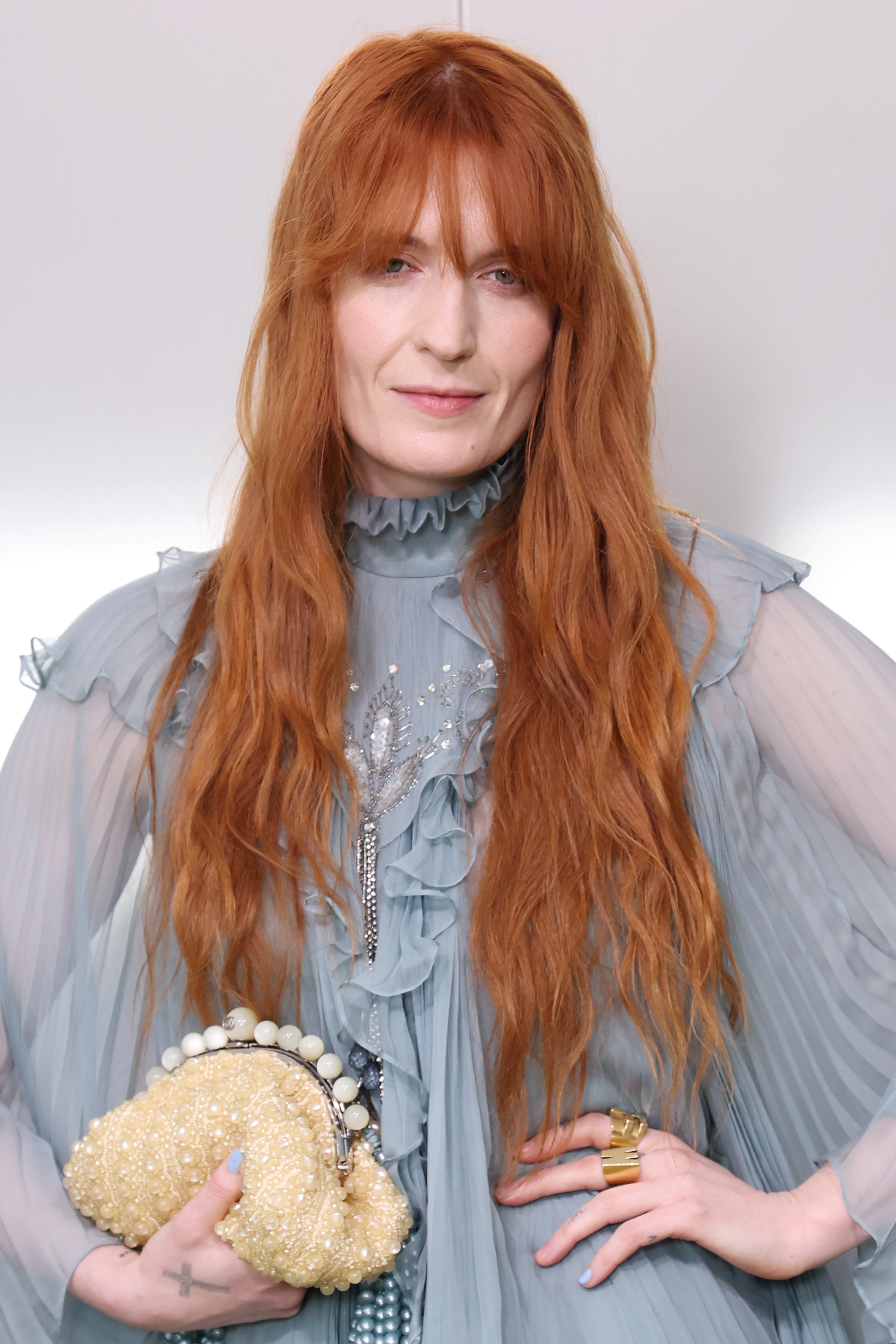 Florence Welch at the Gucci show during Milan Fashion Week Fall/Winter 2023/24 on February 24, 2023, in Milan | Source: Getty Images