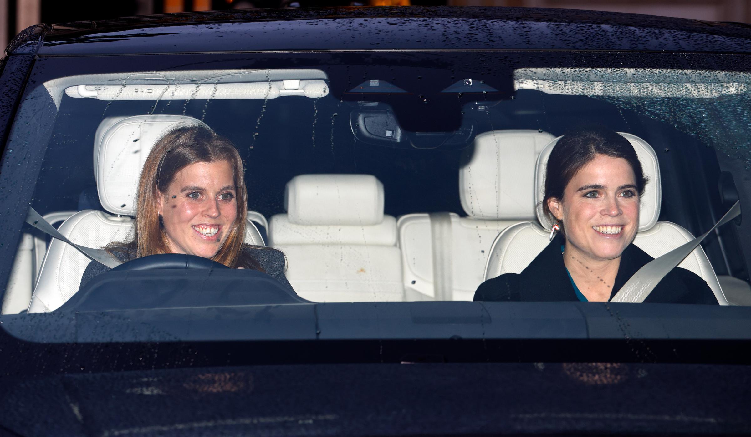 Princess Beatrice and Princess Eugenie attend a Christmas Lunch for members of the Royal Family, hosted by King Charles III, at Buckingham Palace on December 16, 2025 in London, England | Source: Getty Images