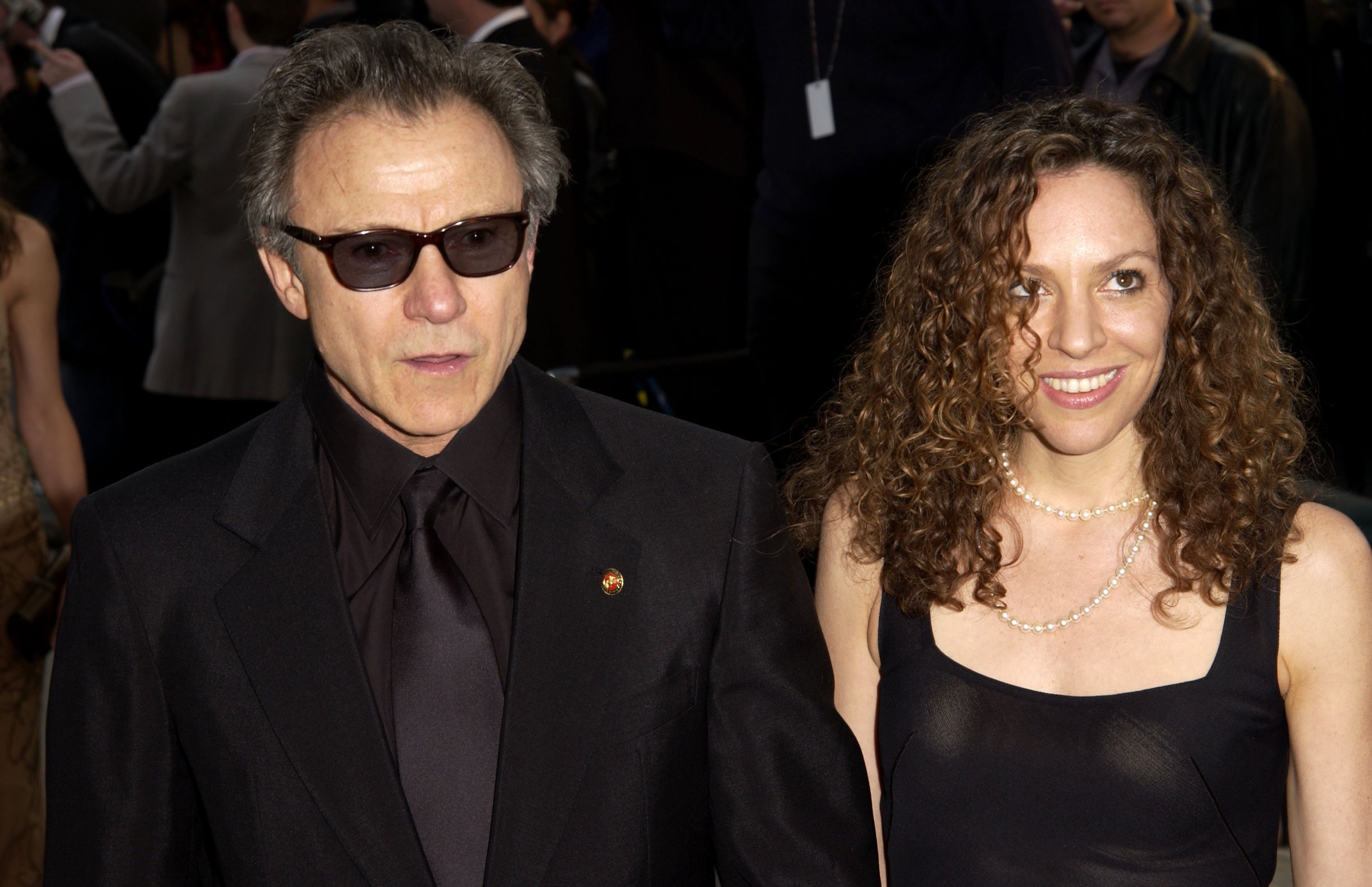 Harvey Keitel & wife during 2002 Vanity Fair Oscar Party Hosted by Graydon Carter - Arrivals at Morton's Restaurant in Beverly Hills, California, United States. | Source: Getty Images