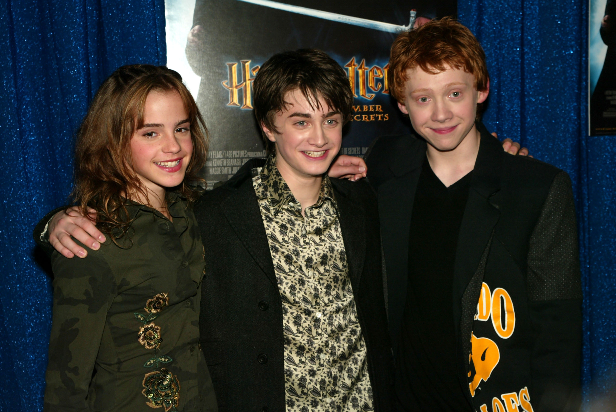 Emma Watson, Daniel Radcliffe, and Rupert Grint at the New York premiere of "Harry Potter and the Chamber of Secrets" in New York City on November 10, 2002 | Source: Getty Images